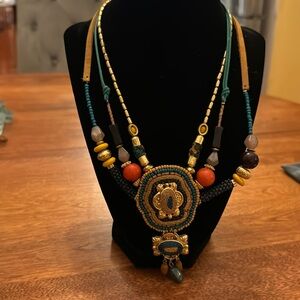 Leather beaded necklace